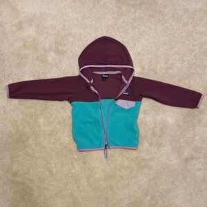 Patagonia MicroD Fleece Hoodie - Burgundy and Green